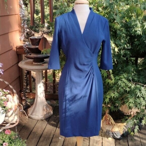 Tahari Arthur S. Levine Dark Royal Blue Dress - Picture 1 of 11
